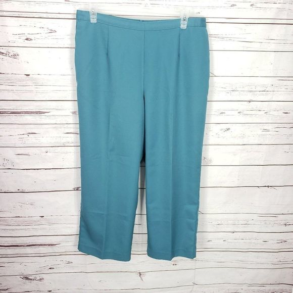 ALFRED DUNNER Woman's Pull On CLASSIC FIT PANTS Size 20 W Peacock Blue‎ Green - Picture 8 of 8